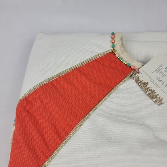 NWT Dillard's Trimsetter cram and orange multi color gem trim teal nautical rope - Picture 3 of 6